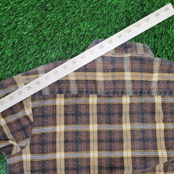 Vintage 90s Ozark-Trail Plaid Western Shirt M/L 22x28 Brown Rugged Cowboy - Picture 4 of 13